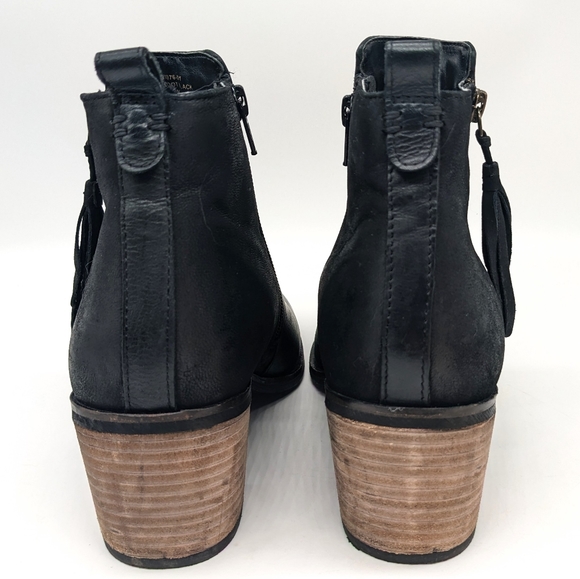 Crevo Autumn Black Leather Ankle Boots With Tassel Zipper Women's Size 8.5 - Picture 4 of 7